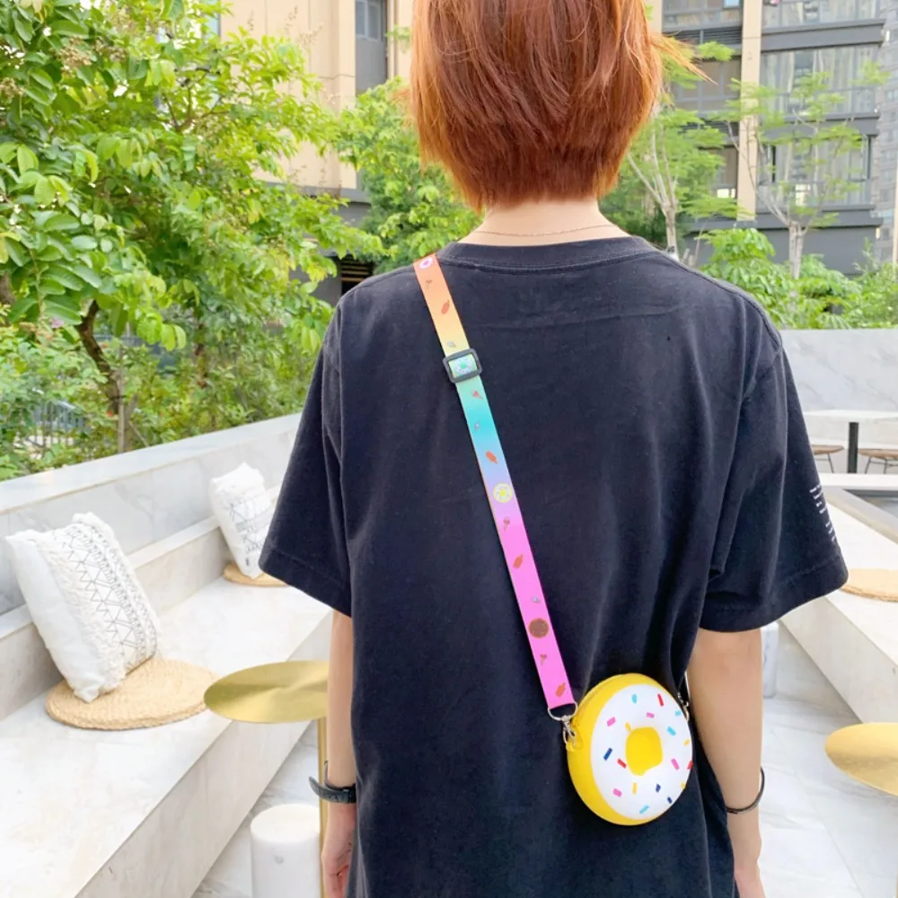 New Donut Crossbody Bag Mini Rainbow Coin Purse Silicone Adjustable Strap Shoulder Bag Children