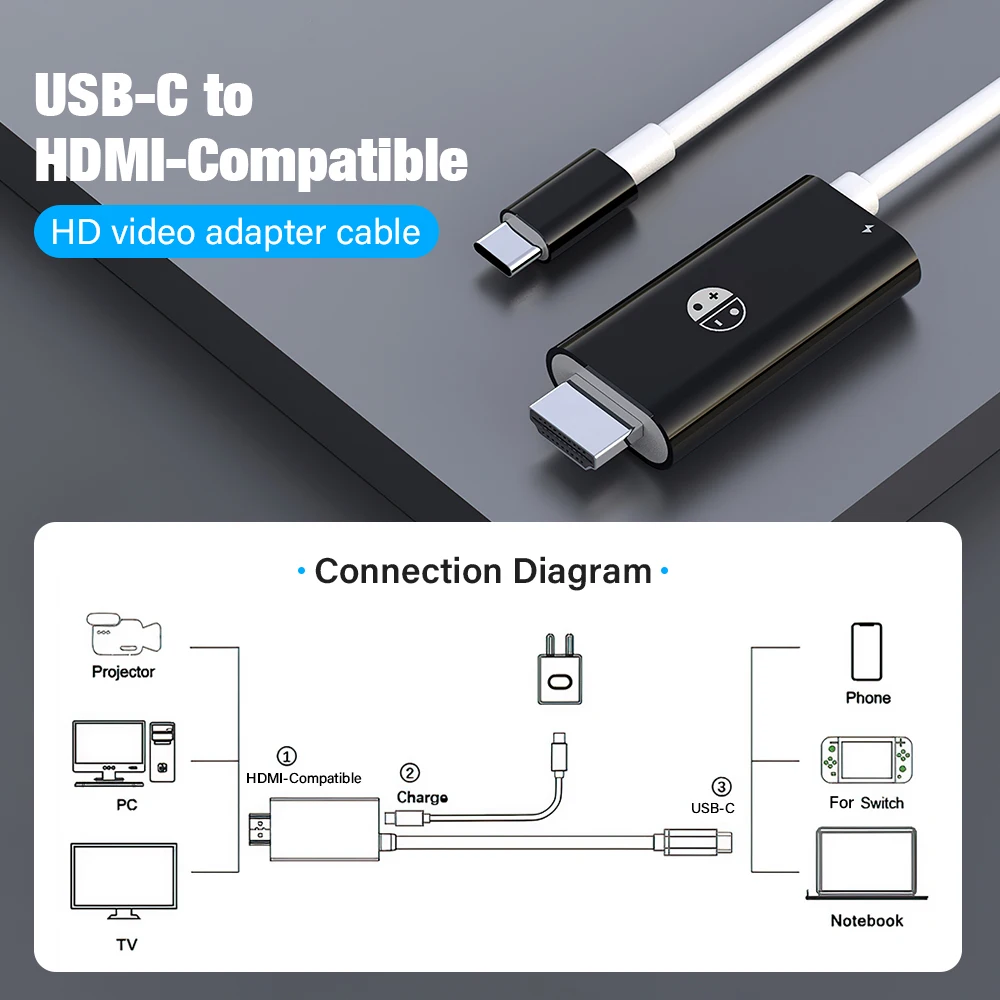 Hagibis Switch Dock for Nintendo Switch/OLED USB C to HDMI-Compatible Cable Adapter 4K60Hz 100W PD for Laptop SteamDeck ROG Ally