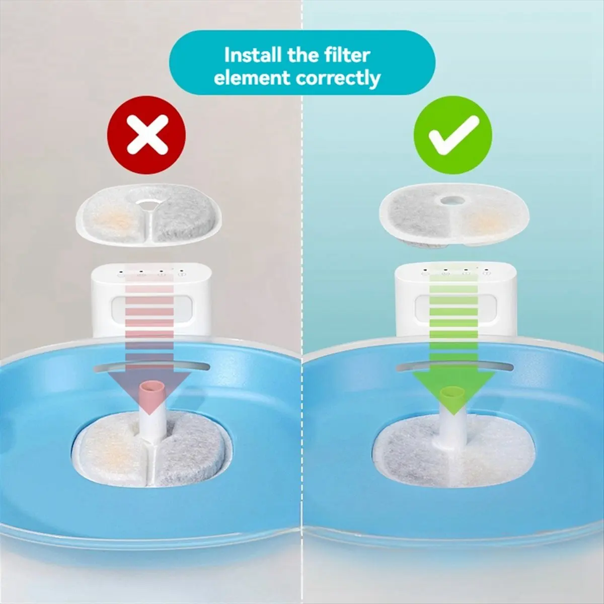 #66U For CHEERBLE Automatic Pet Fountain Replacement Filters 16PCS,Pet Water Fountain,(non-woven fabric+activated carbon)
