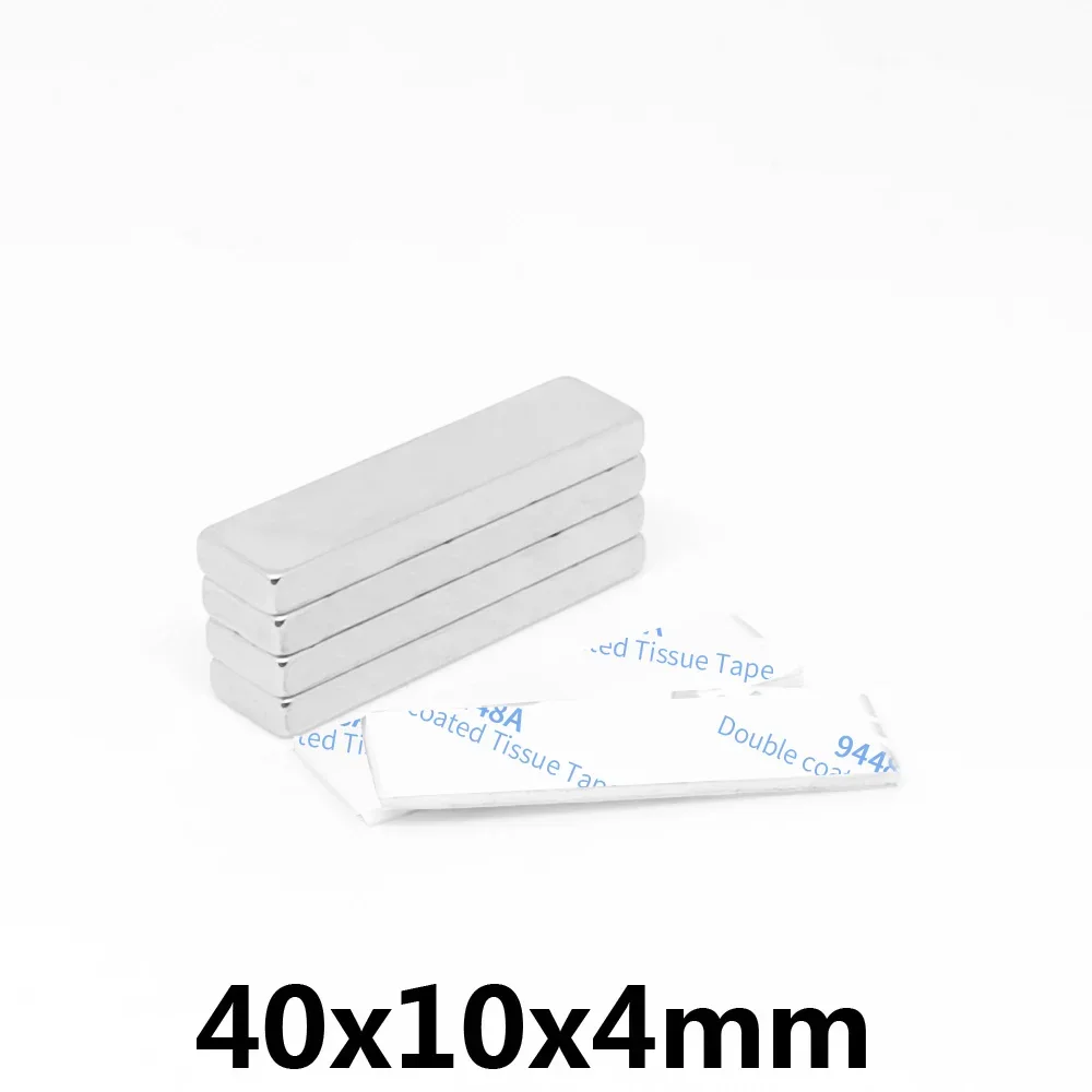 40x10x4mm Quadrate Magnet With Self - Adhesive Double-Sided Tape 40*10*4 Strong Powerful Magnet 40x10x4 mm