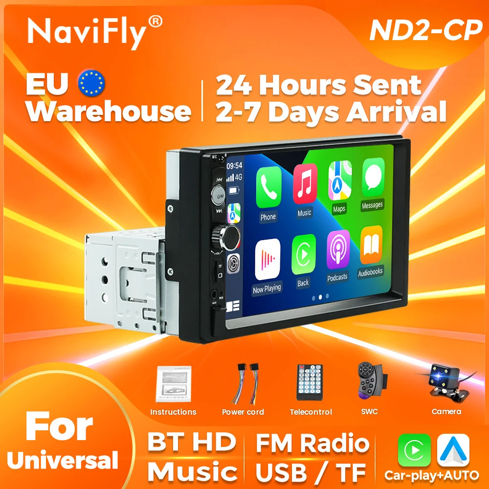 

NaviFly ND2-CP 1 din MP5 Player Car Radio For Universal Autoradio Multimedia Player With Carplay Android Auto Auto audio FM BT