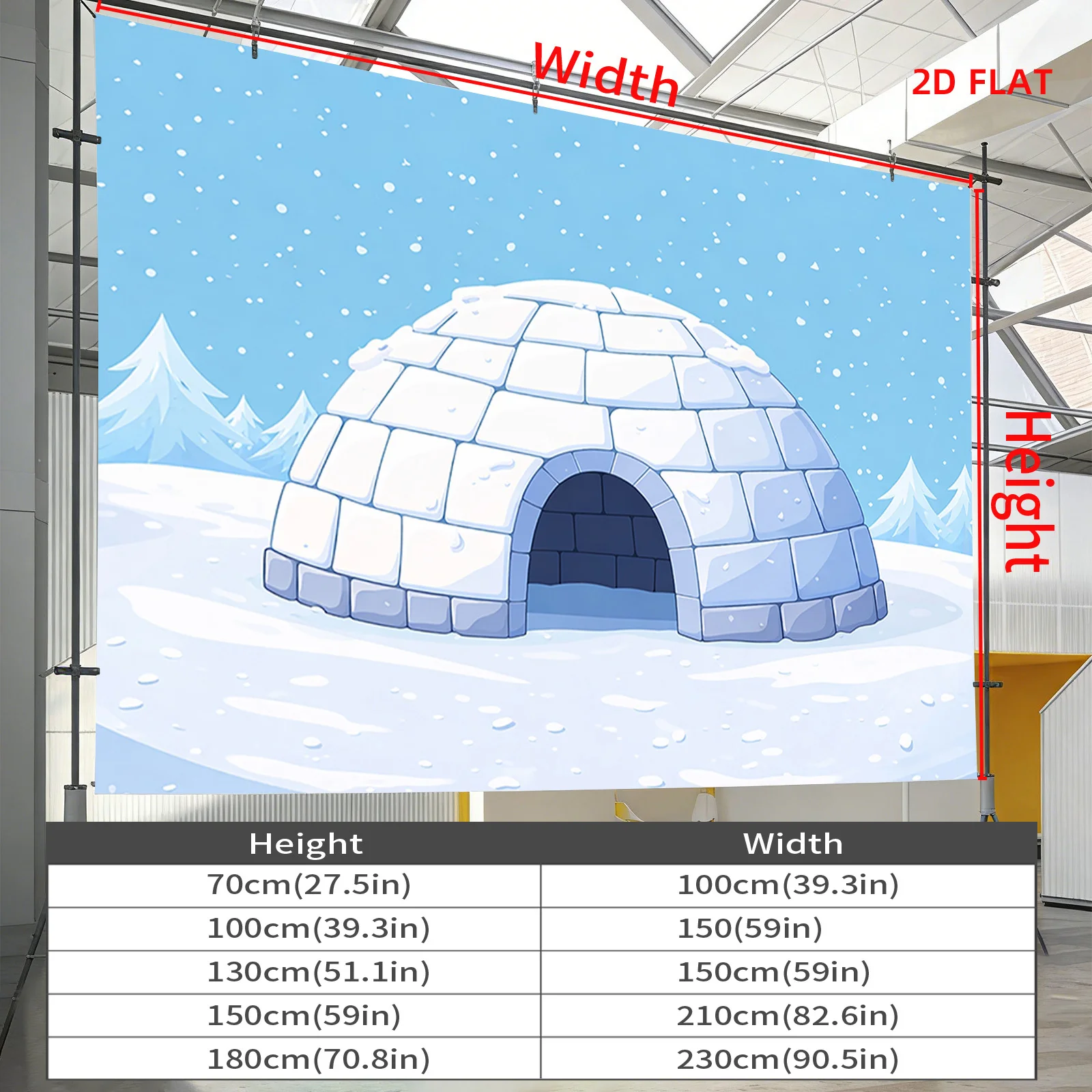 Decorative Igloo Mural Tapestry Waterproof Winter Snow Art Hanging Canvas Print for Kids Bedroom Living Room Home Decor Wall Dec