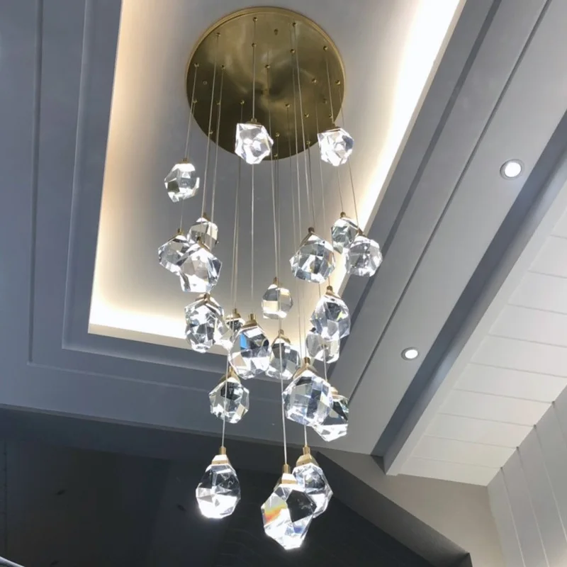 2024 Modern Crystal Chandelier Stair Lamp For Living Room Dining Room Lamp Exhibition Hall Decorative Lamp Winfordo Lighting