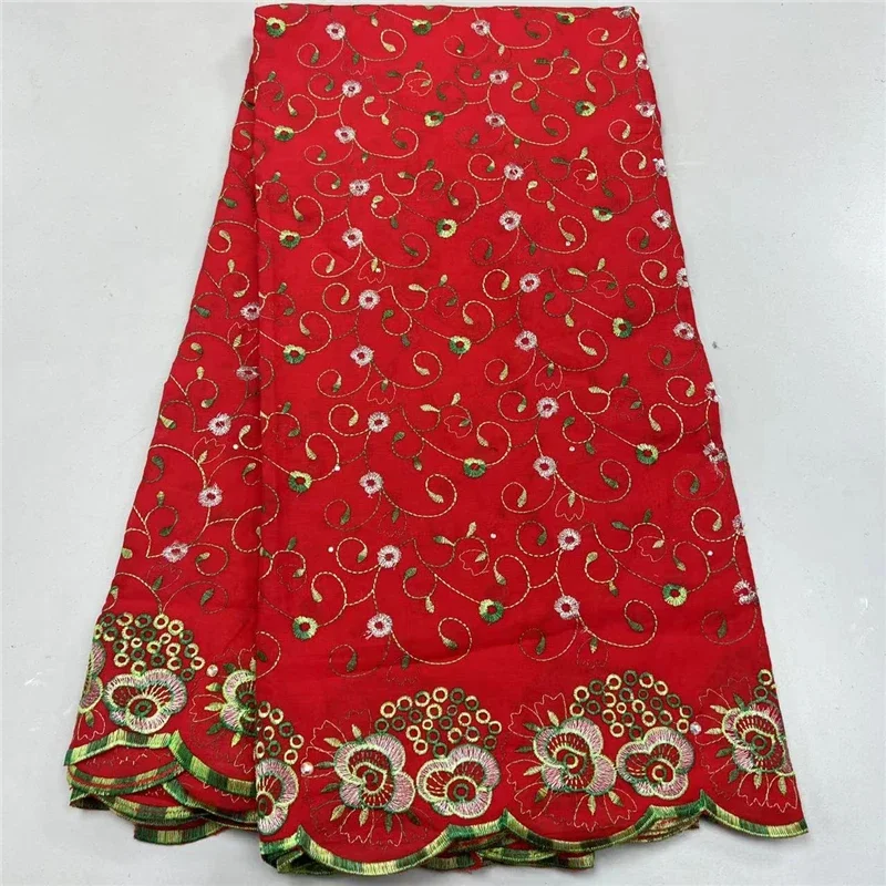 

5-ярдовая тяжелая вышивка бисером, африканская 100% хлопчатобумажная ткань премиум-класса, высокое качество, швейцарская вуаль, кружево, популярный стиль Дубая 12L2060501