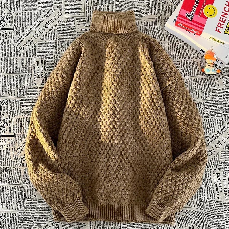 

Свободная новая модная нижняя рубашка, мужская водолазка, повседневные вязаные топы, свитер, осень-зима, женский базовый пуловер с длинными рукавами