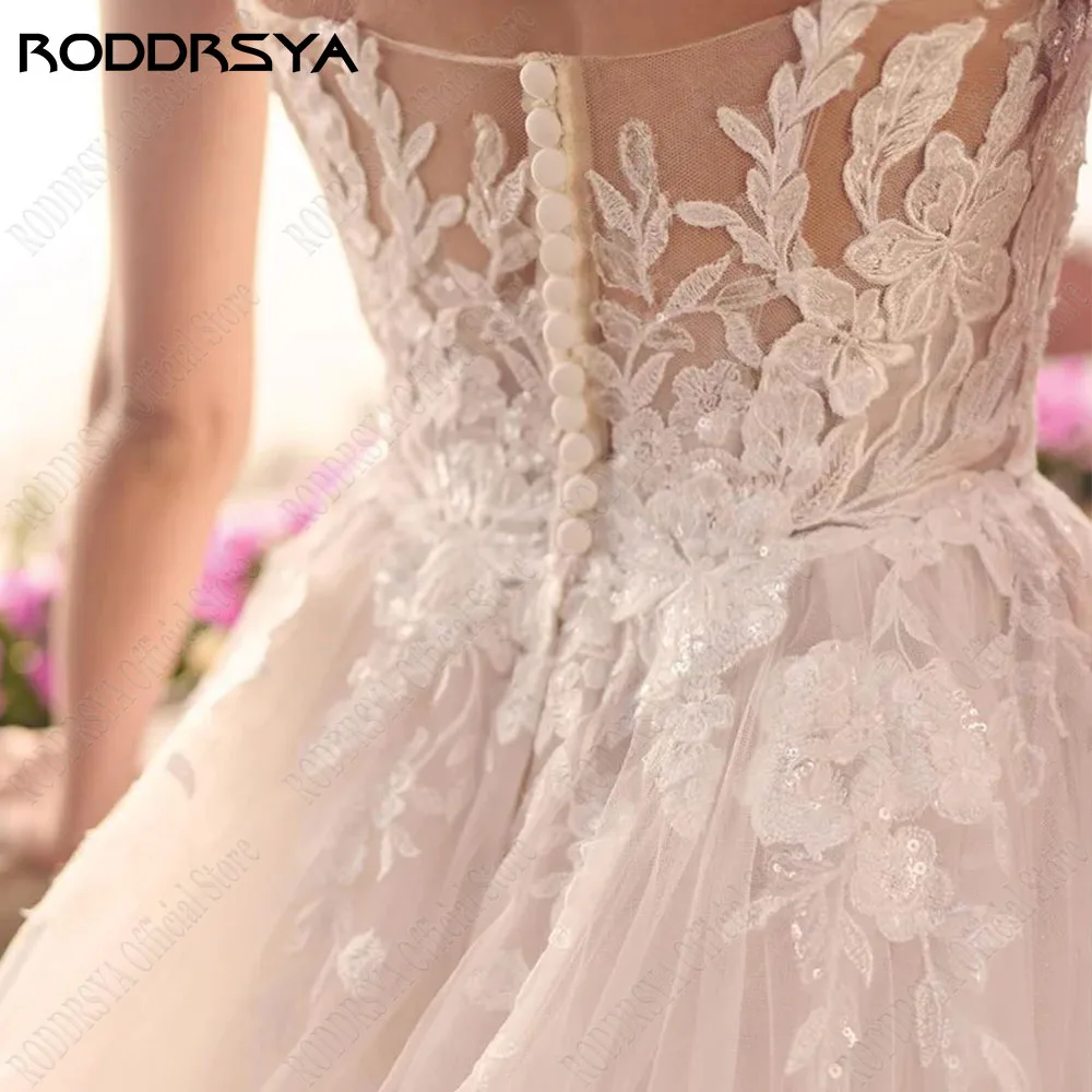 RODDRSYA Elegant Wedding Dresses For Woman Sleeveless Sweetheart Zipper Back Bride Gowns Lace Applique A-Line Vestidos De Novia