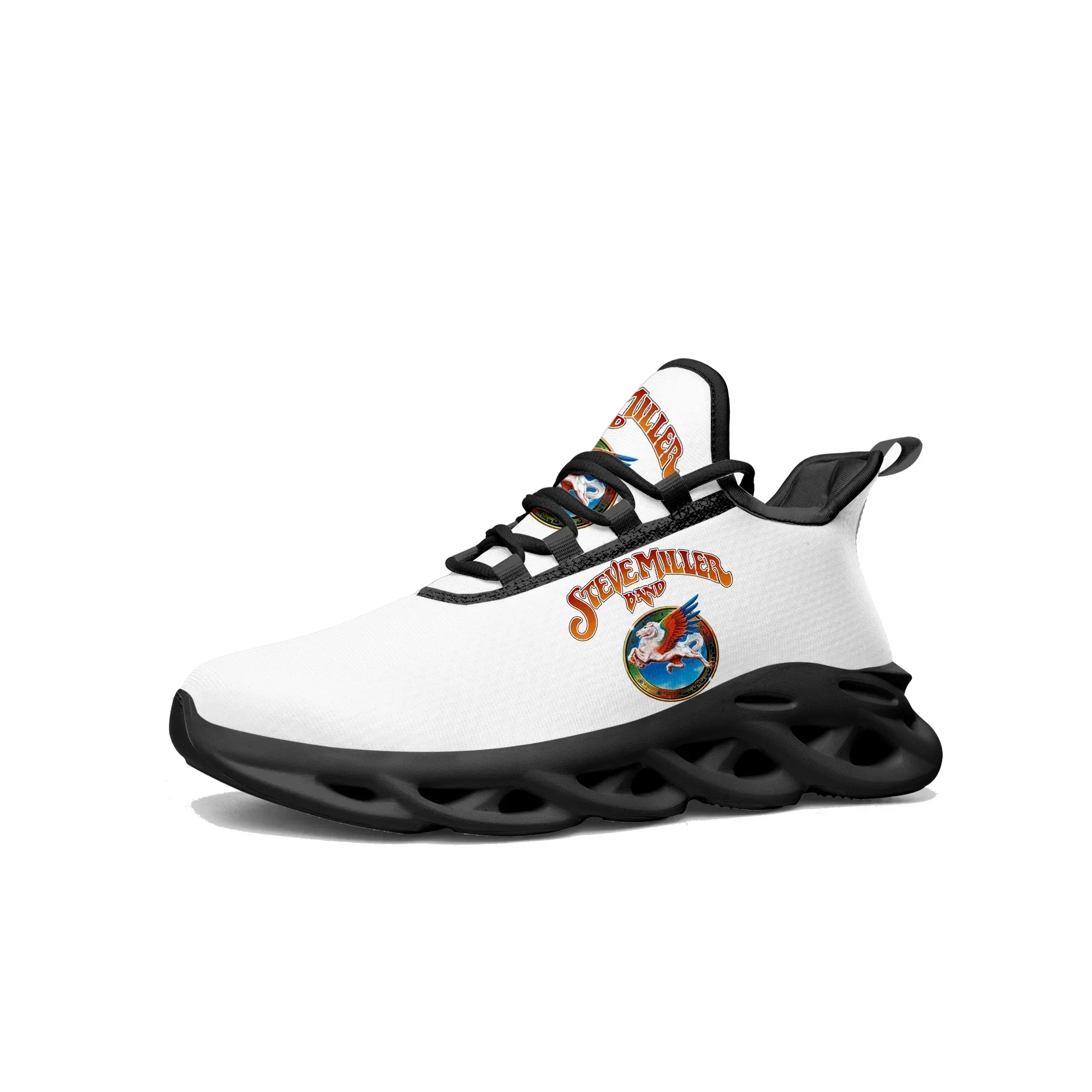 

Кроссовки Steve Miller Rock Band Flats для мужчин и женщин, спортивные кроссовки для бега, на шнуровке, из сетчатого материала, индивидуального пошива, черные