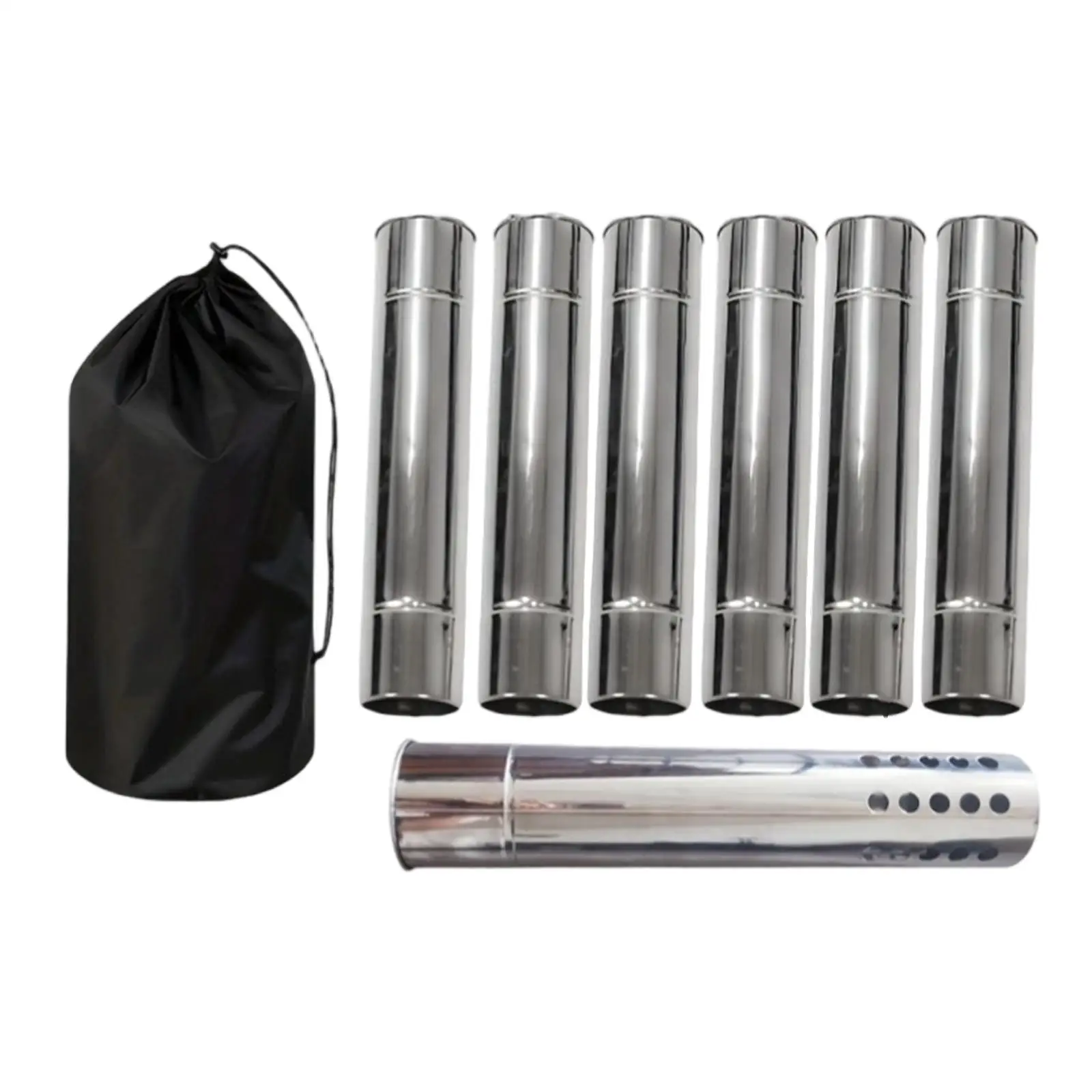 

Комплект из 6 трубок для дымохода из нержавеющей стали, удлинительная выхлопная труба для походной печи, для уличных палаток, кемпинговых печей, зимних обогревателей