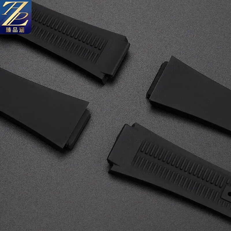 سوار ساعة سيليكون محدب أسود لسلسلة رادو الرقيقة ، حزام ساعة بديل ، ملحقات السلسلة ، 24*18