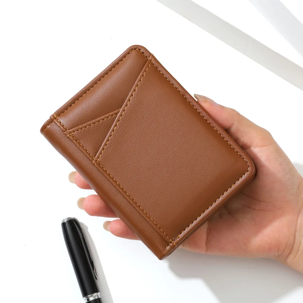 Oil Wax Pu Leather Wallet Pu Leather Pu Wallet Rfid Blocking Wallet Oil Wax For Short Trips Daily Commuting Card Storage