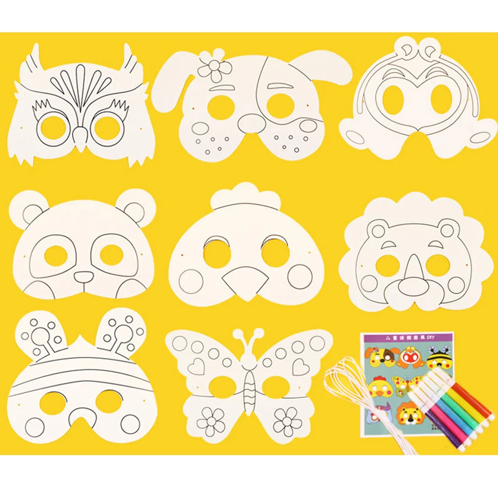 

10 PCS Blank Mask Drawing DIY Paper Graffiti Cartoon Color Filling Painting Coloring