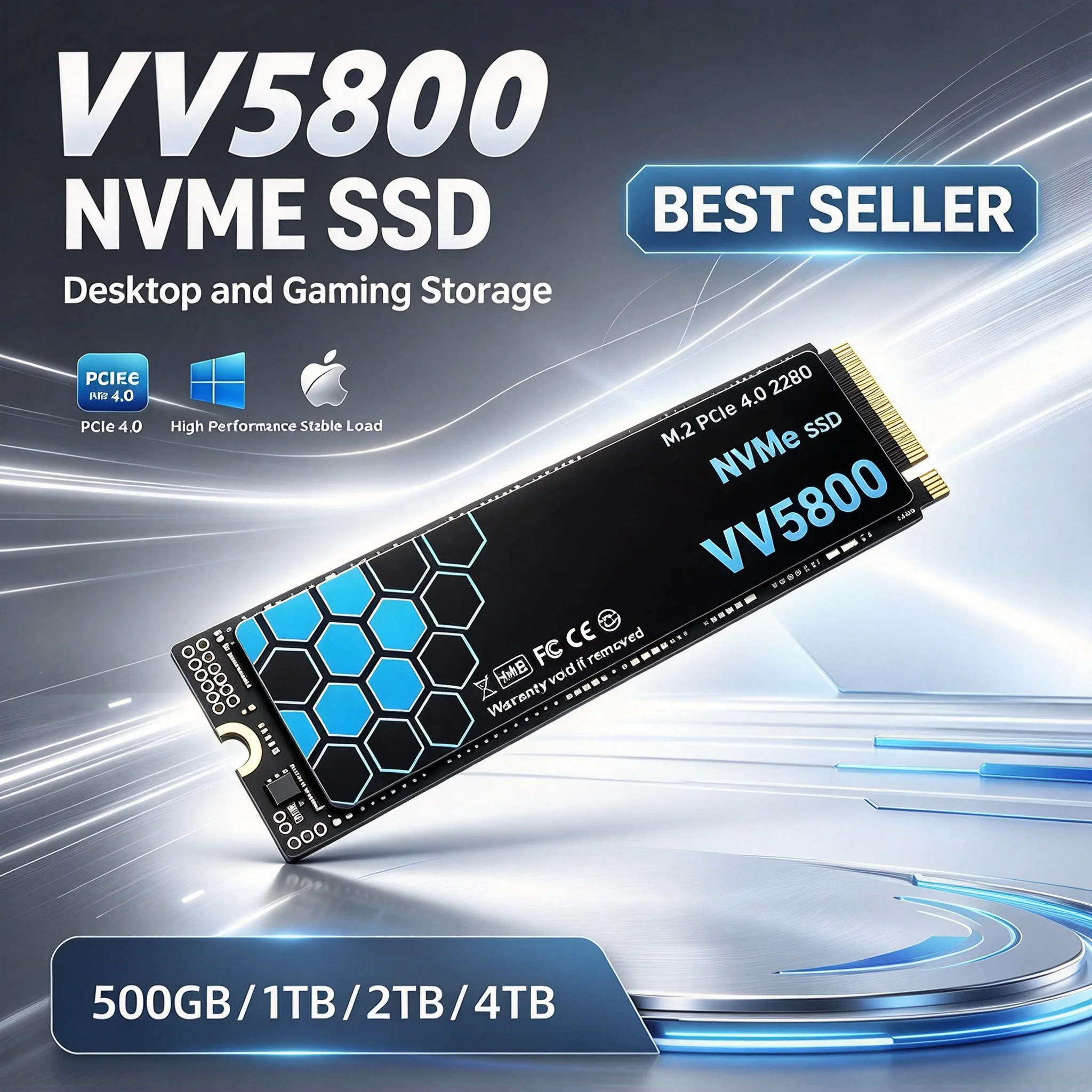 VV5800 M.2 NVMe Builtin Solid State Drive, 2TB/4TB/500GB/1TB, High Performance, Gaming Office PC Laptop Notebook, Ultra Max 5G