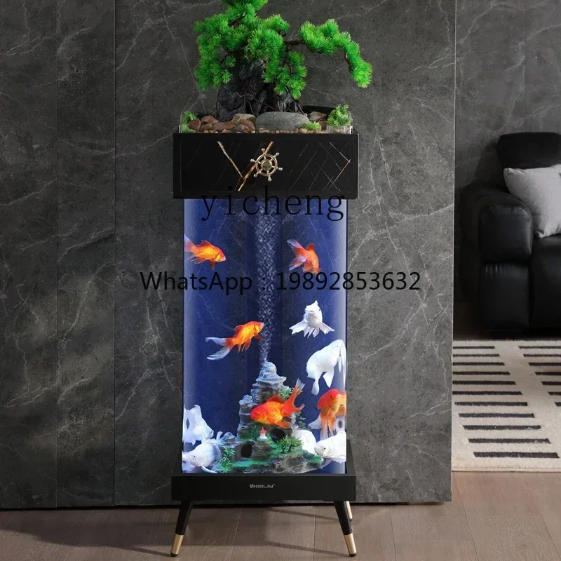 

all-in-one machine fish tank acrylic water-free floor-to-ceiling household living room fish tank can be planted