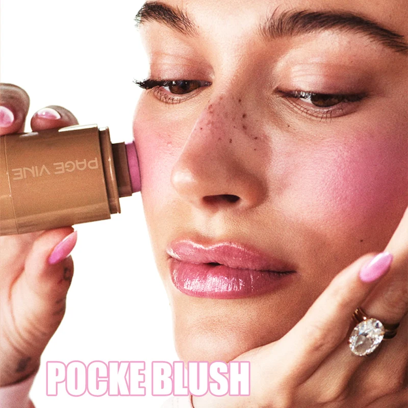 6 Colors Blush Stick PAGE VINE Pocket Lip And Cheek Hydrating Stick Face Blush Highlights To Brighten Natural Hydrating Muscles