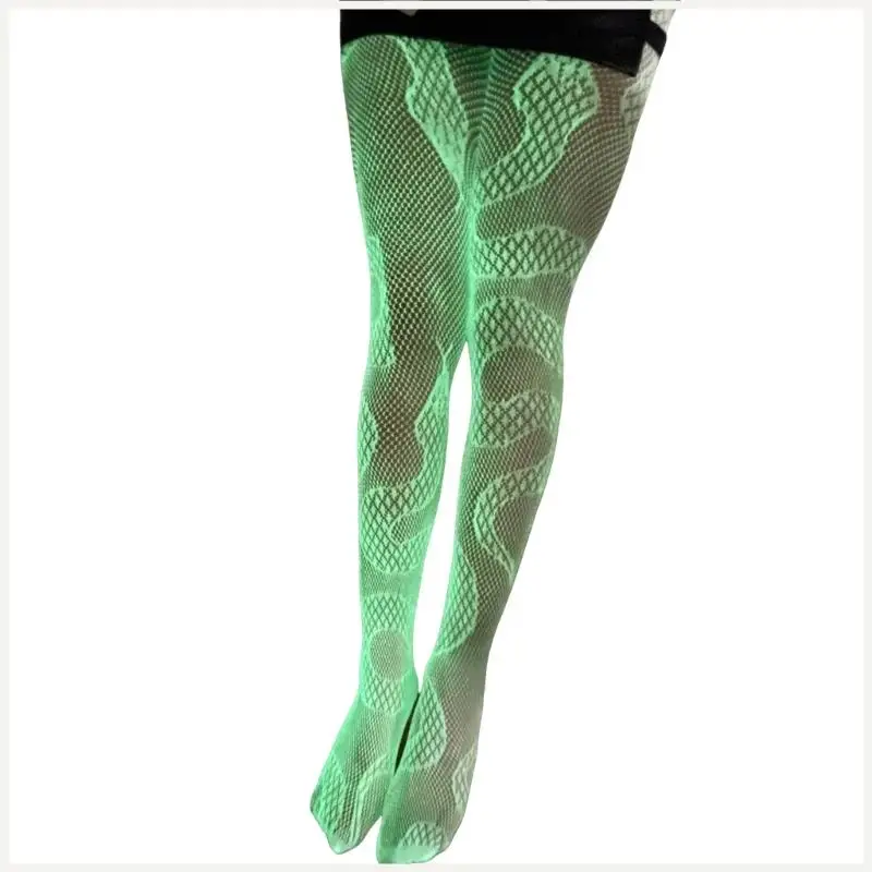 

Skull Flame Snake Patterned Stockings Halloween Glow in Dark Mesh Tights