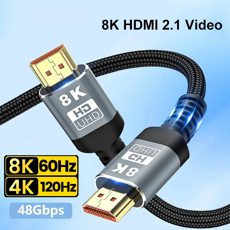HDMI 2.1 케이블 초고속 어댑터, 샤오미 TV 박스 PS5 USB 허브, 프로젝터 PC용, 48Gbps HDMI 호환, 8K, 60Hz, 4K, 120Hz