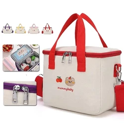 Cartoon Bear Mommy Bag Lunch Bag Canvas Large Capacity Insulation Handbags Multifunctional Infant Thermo Bottles Mother Kids