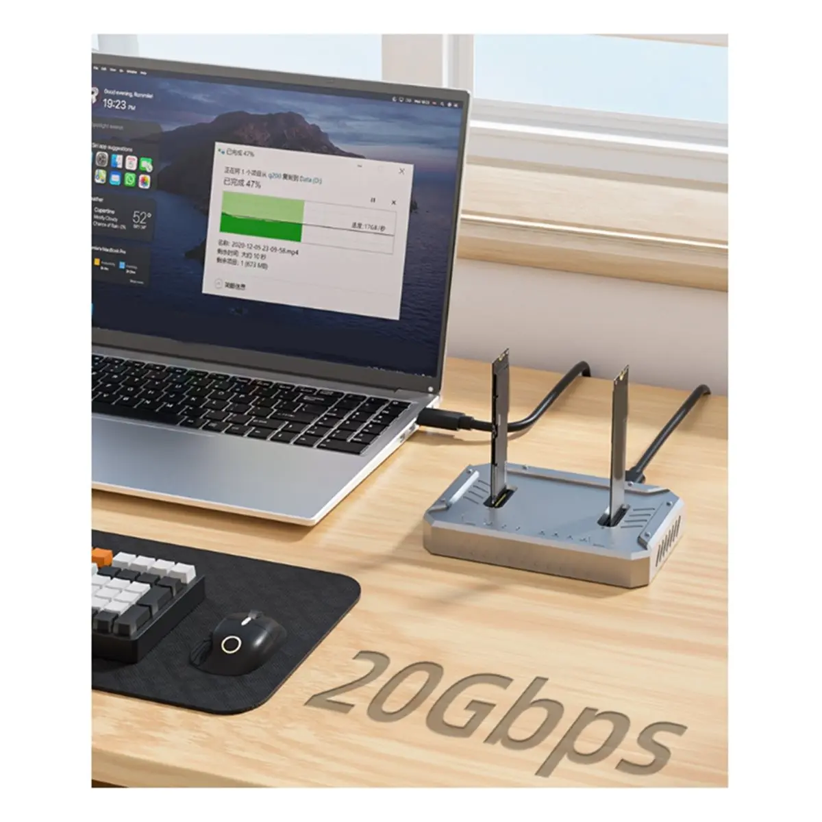 M.2 Dual-Bay Hard Drive Dock, NVMe/SATA Offline Copying, 10Gbps SSD Enclosure, Type-C