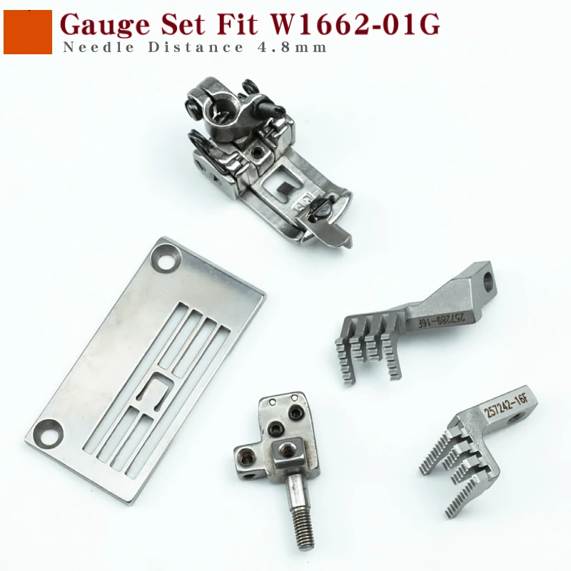 4.8mm Gauge Set Fit Pegasus W1662-01G Coverstitch (Flatlock) Sewing Machine Needle Plate 257015B480 Presser Foot 3Q007302480