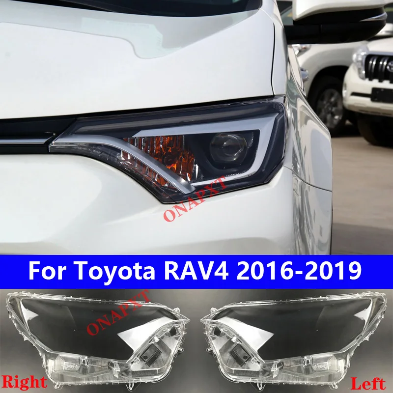 

Крышка передней фары автомобиля для Toyota RAV4 2016-2019, колпачки для освещения, прозрачный абажур, стеклянный корпус линзы