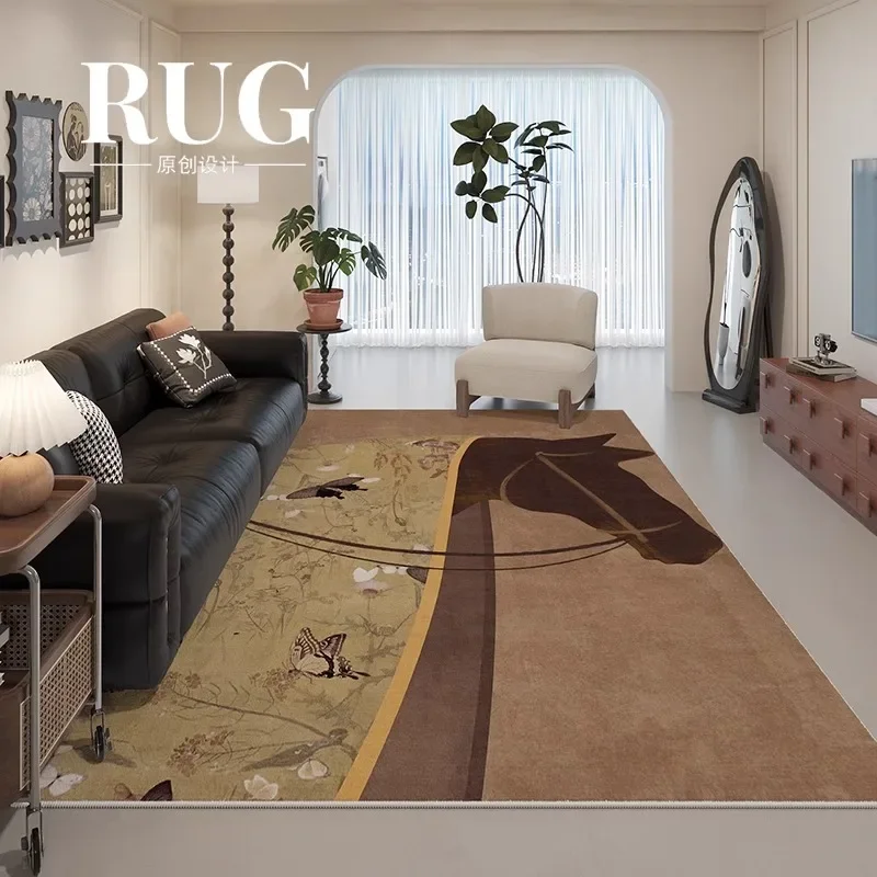 

Retro Living Room Carpet High-end Luxury Horse Large Area Bedroom Bedside Rug Home Sofa Coffee Table Soft Floor Mats Ковер 러그