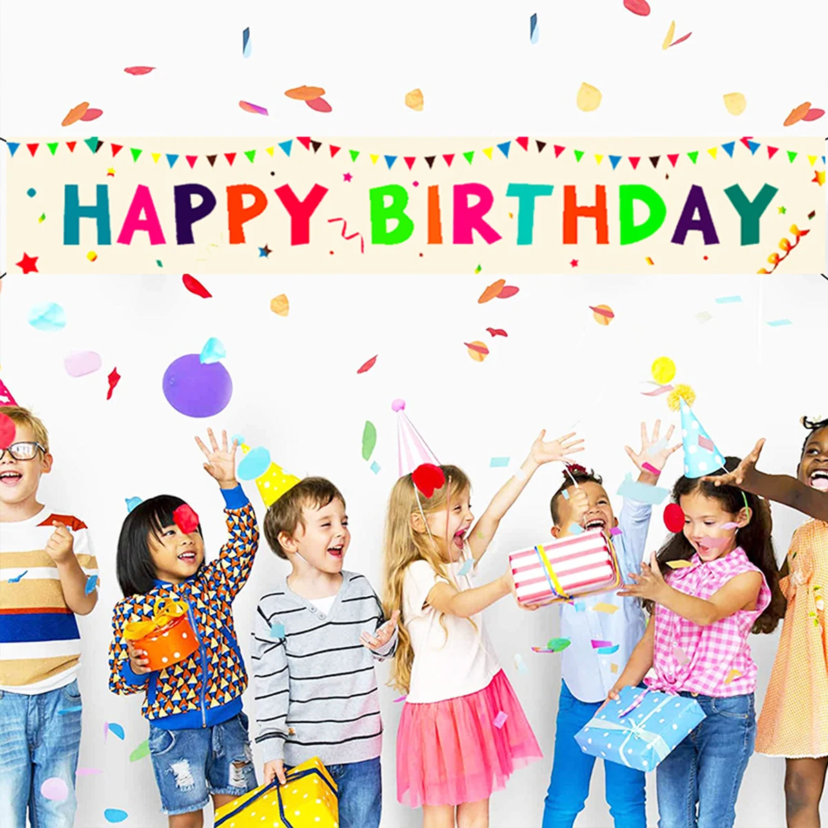 1Pc Happy Birthday Banner decorazioni colorate per feste di compleanno Yard Sign sfondo per Baby Shower forniture per interni ed esterni