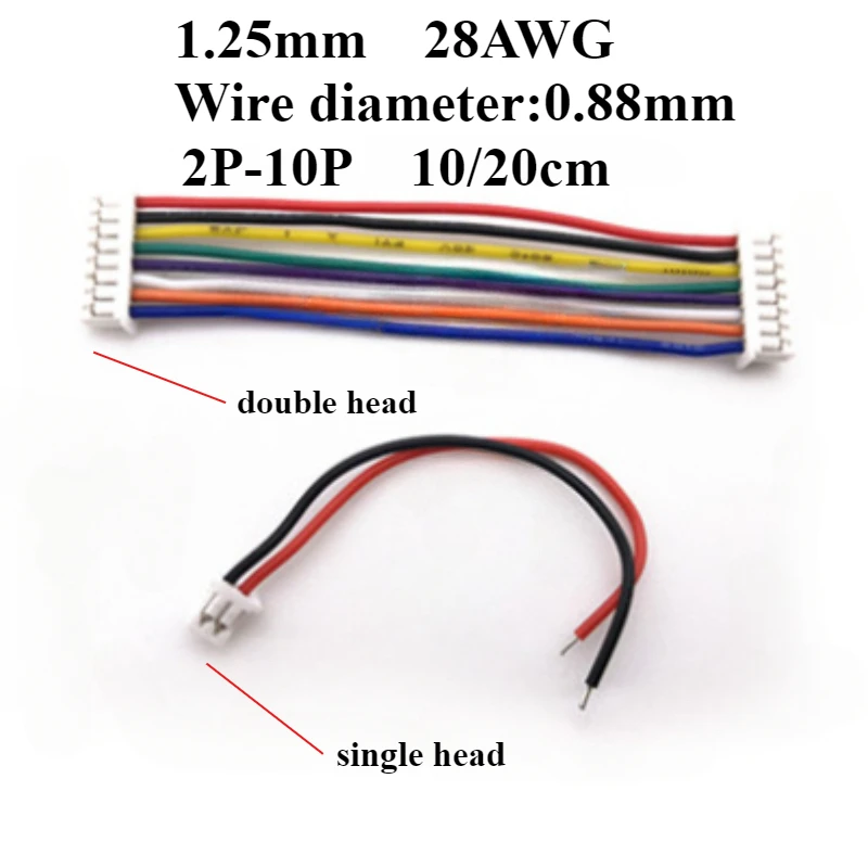 SH1.0mm JST1.25mm ZH1.5mm Single/Double head 2P/3P/4P/5P/6P/7P/8P/9P/10P Terminal Wire 10cm 20cm 28AWG Electron Wire Connector