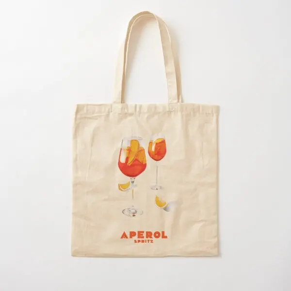 Aperol Spritz Cotton  Canvas Bag Reusable Handbag Fashion Unisex Printed Fabric Tote Ladies Designer Foldable Grocery Travel