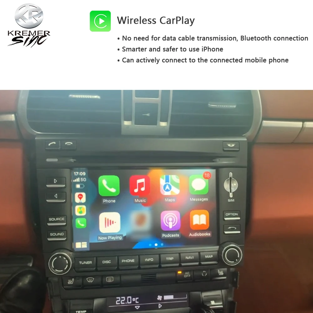 kSmart Auto  Wireless CarPlay for Porsche Cayenne Cayman Macan Panamera 911 PCM3.0 SIRI Support Mirror AndroidAuto