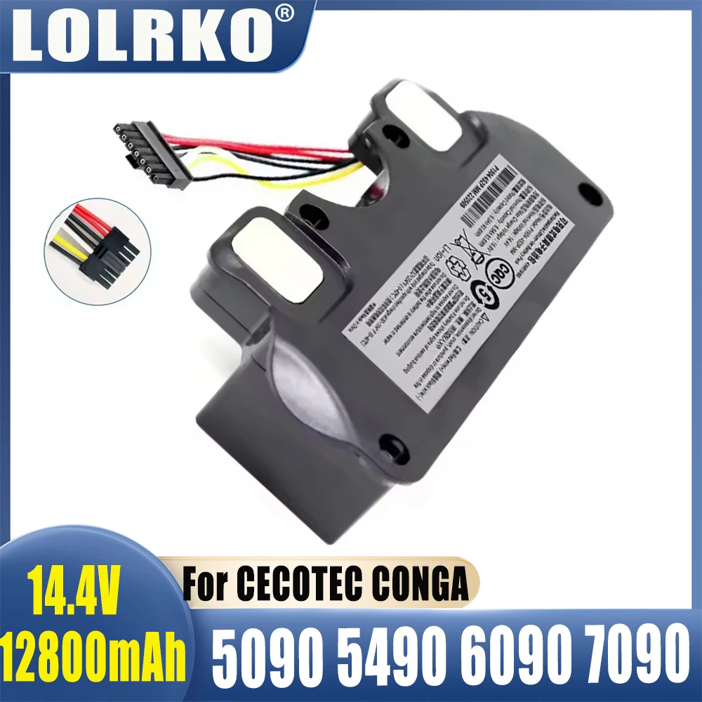 Original For CECOTEC CONGA 5090 5490 6090 7090 Robot Vacuum Cleaner 12800mAh Battery Replacement 18650 Battery pack Accessories