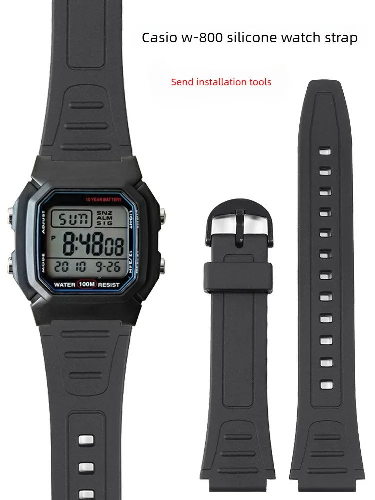 Suitable for Casio W-800H F-91 W-218H Electronic Watch Sports Silicone Resin Waterproof Watch Strap Accessories