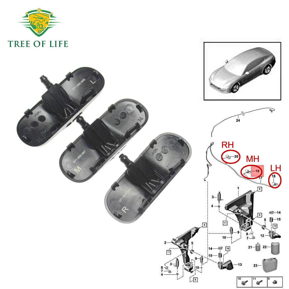 

Front Windscreen Washer Nozzle Jet Water Spray without Heating For Porsche Panamera 971 97A 97B 97C 2016+ 971955985 971955988