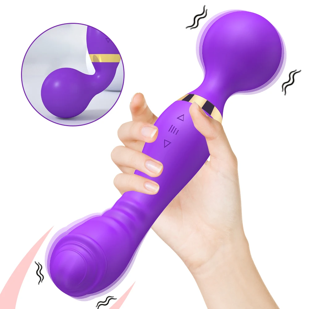 Magic Wand 20 Speeds Powerful Dildos Vibrator Dual Motor Large G-Spot AV Massager Clitoris Stimulator for Female Adults Sex Toys