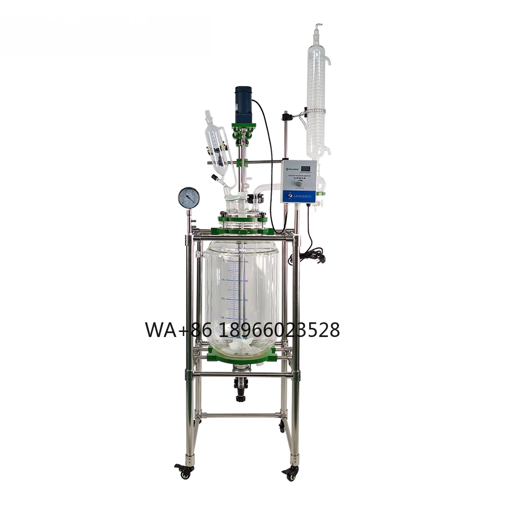 50 Liter Stirred tank Chemical Reactor for Cold Extraction of Ethanol Jacketed Glass Reactor