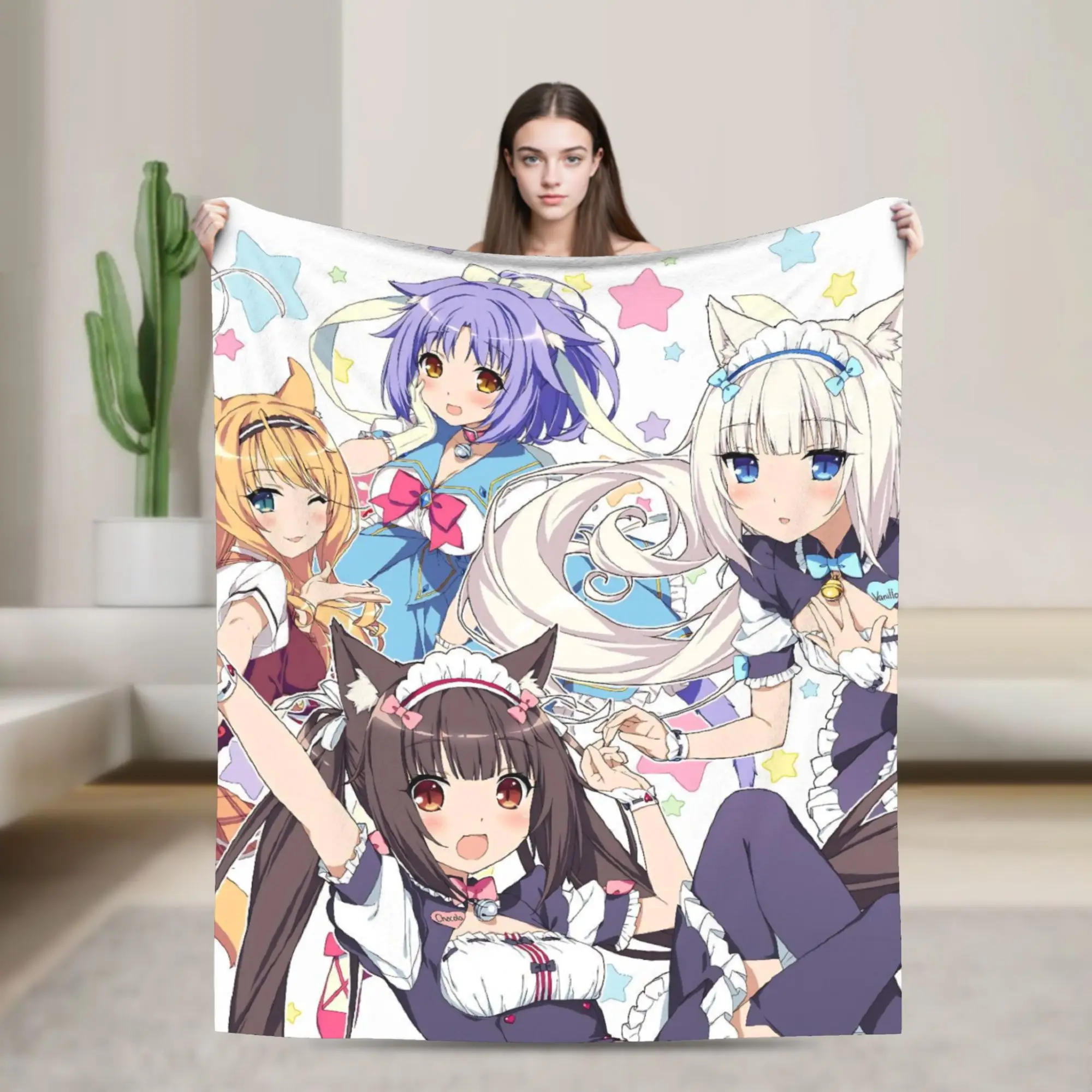 

NEKOPARA Anime Game Blanket Fleece Print Breathable Lightweight Throw Blanket for Home Outdoor Quilt