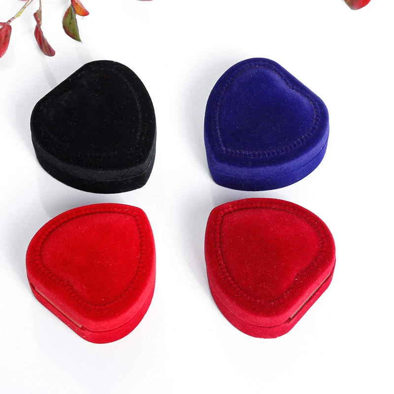 Heart Shape Ring Box Proposal Engagement Wedding Ring Storage Box Valentine'S Day Gift Packaging Display Flower Pattern Case