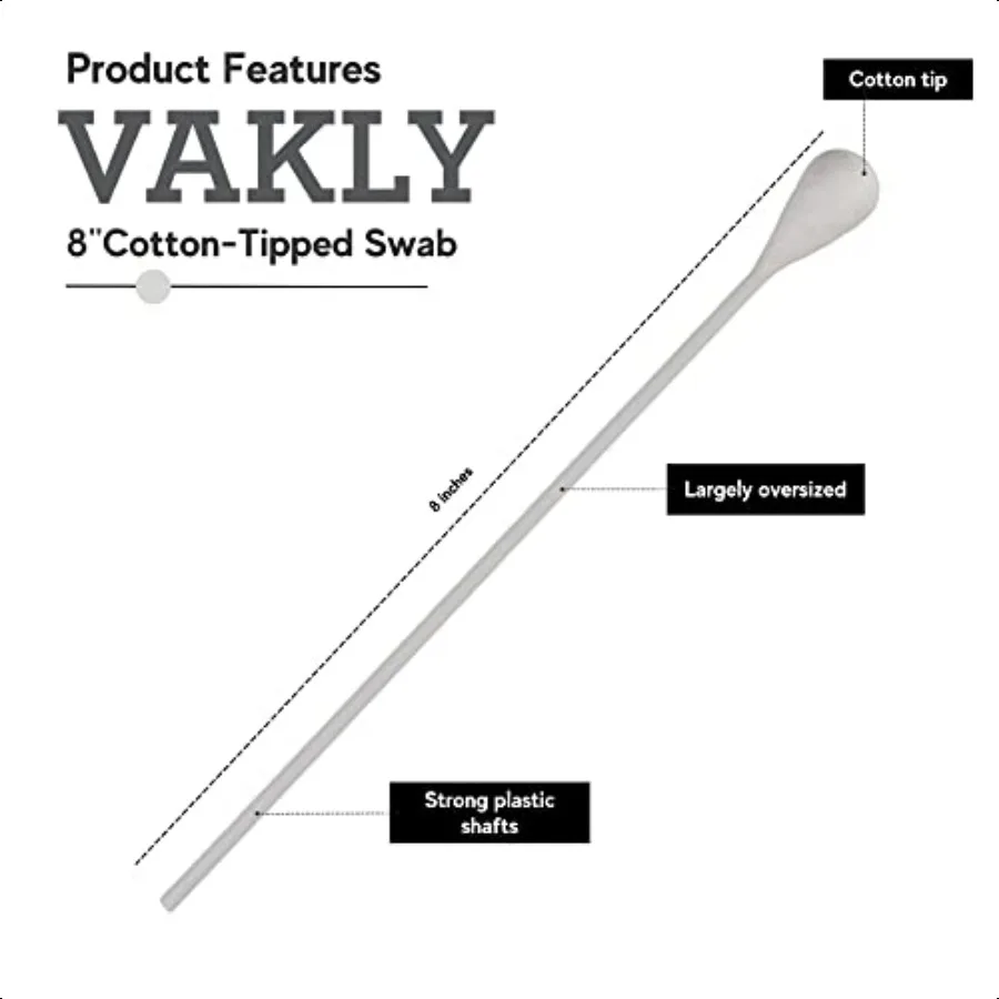 Large Oversized Swabs [Pack of 100] Extralong 8 Cotton Tipped Applicators with Extra Large 1 2 Diameter Swab Nonsterile Long Pl