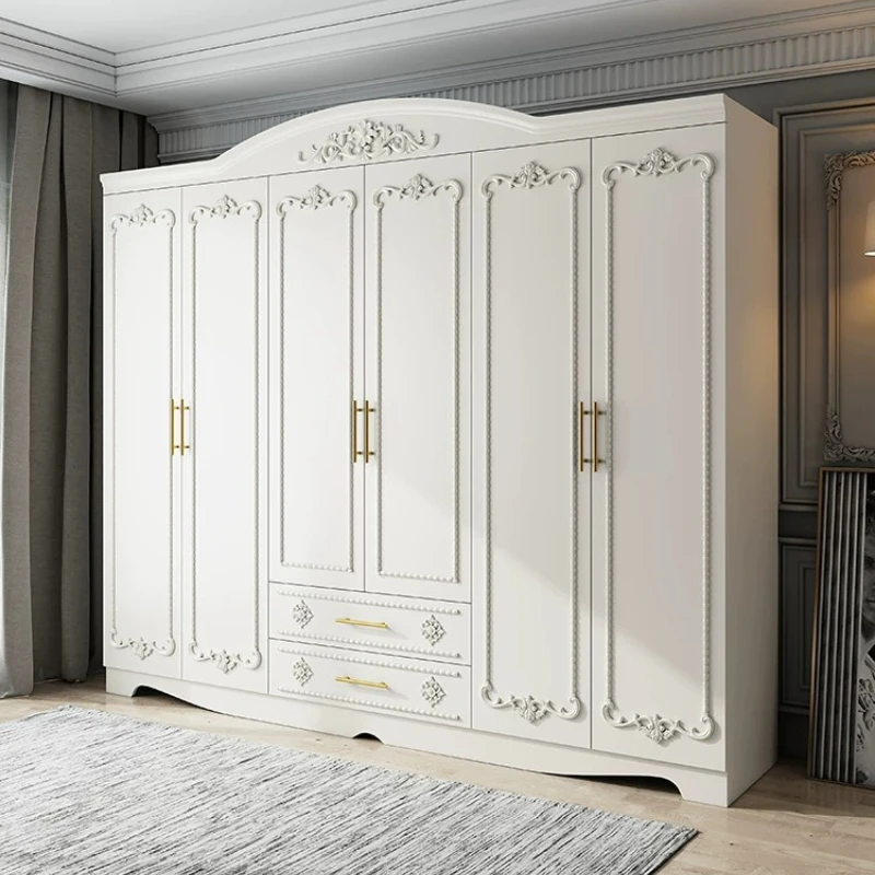European European Cream Style 6-Door Wooden Wardrobe Economical Assembled Storage Closet with Carved Molding for Small Bedroom furniture - Aliexpress Deal
