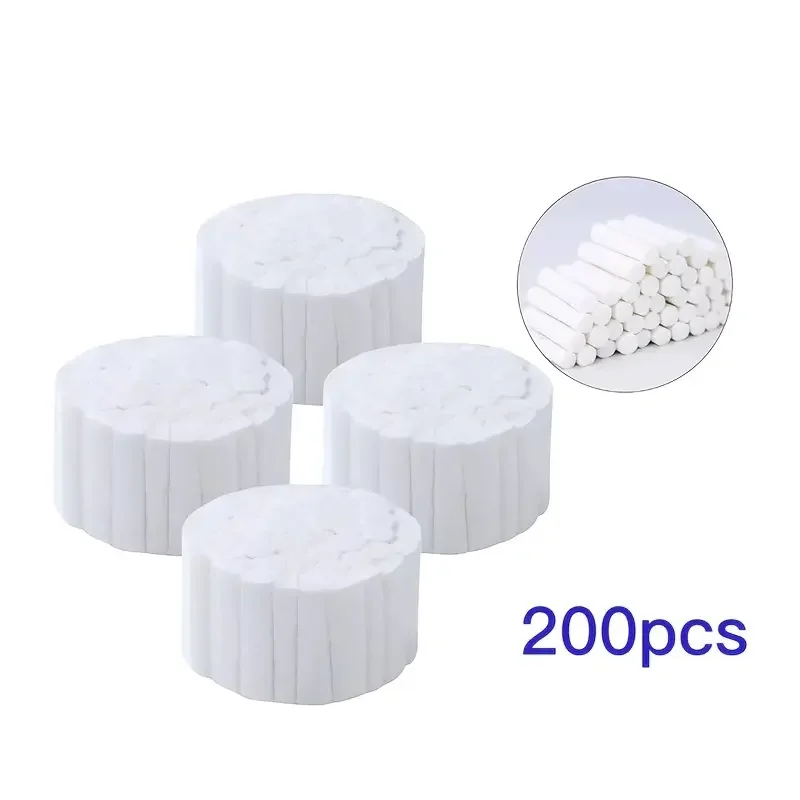 

200pcs Disposable Dental Medical Surgical Cotton Rolls Tooth Gem High-purity Cotton Roll Dentist Supplies Teeth Whitening