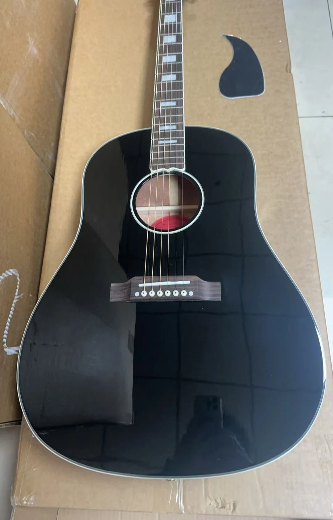 

2026 hot Black 45 Ebony Acoustic Guitar With Black Pickguard Solid Wood Top Ebony Fretboard Bone Nut And Saddle 20 Frets Good