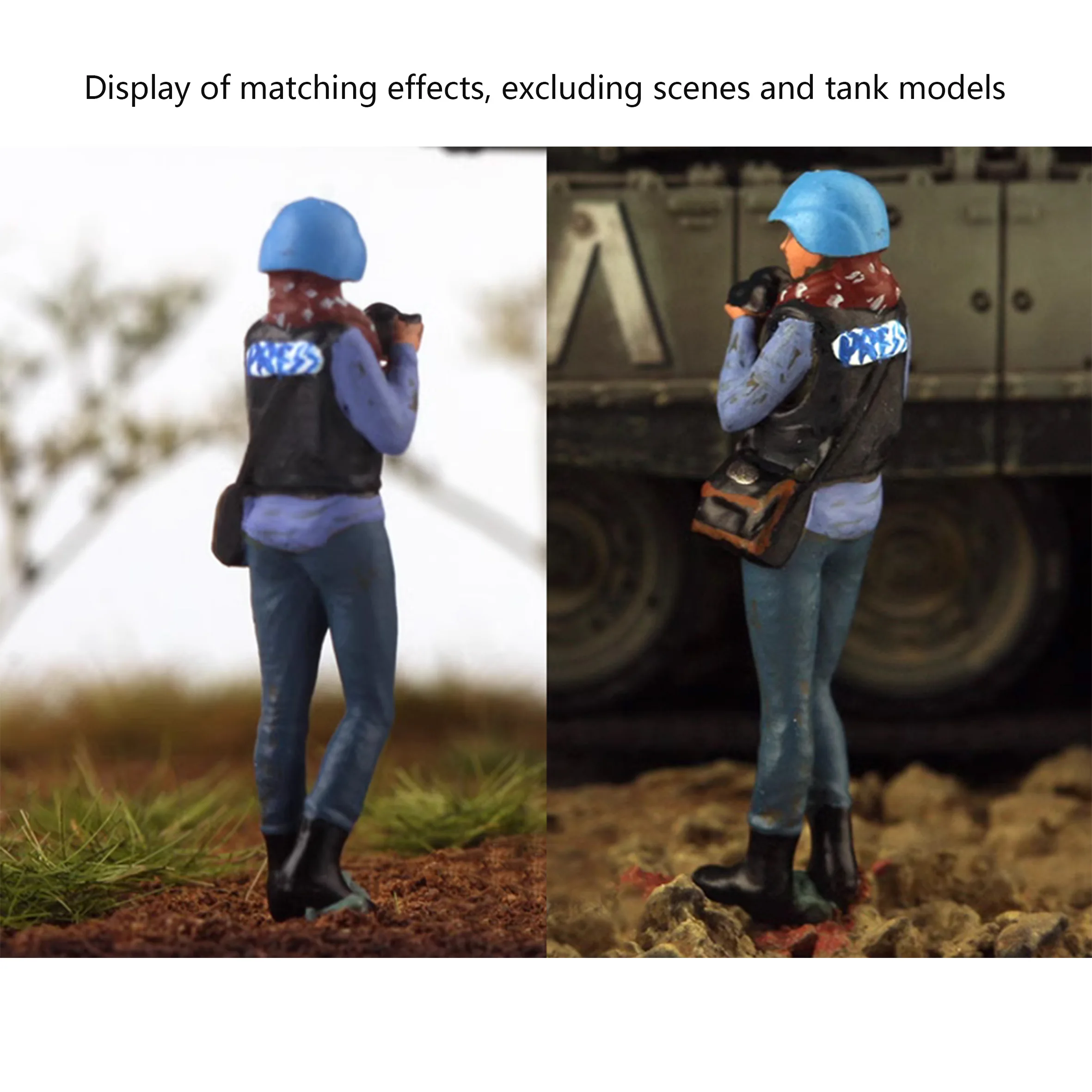 1/72 Blue Helmet Photo of Battlefield Female Journalist Model (1 Person) Colored Soldier Model