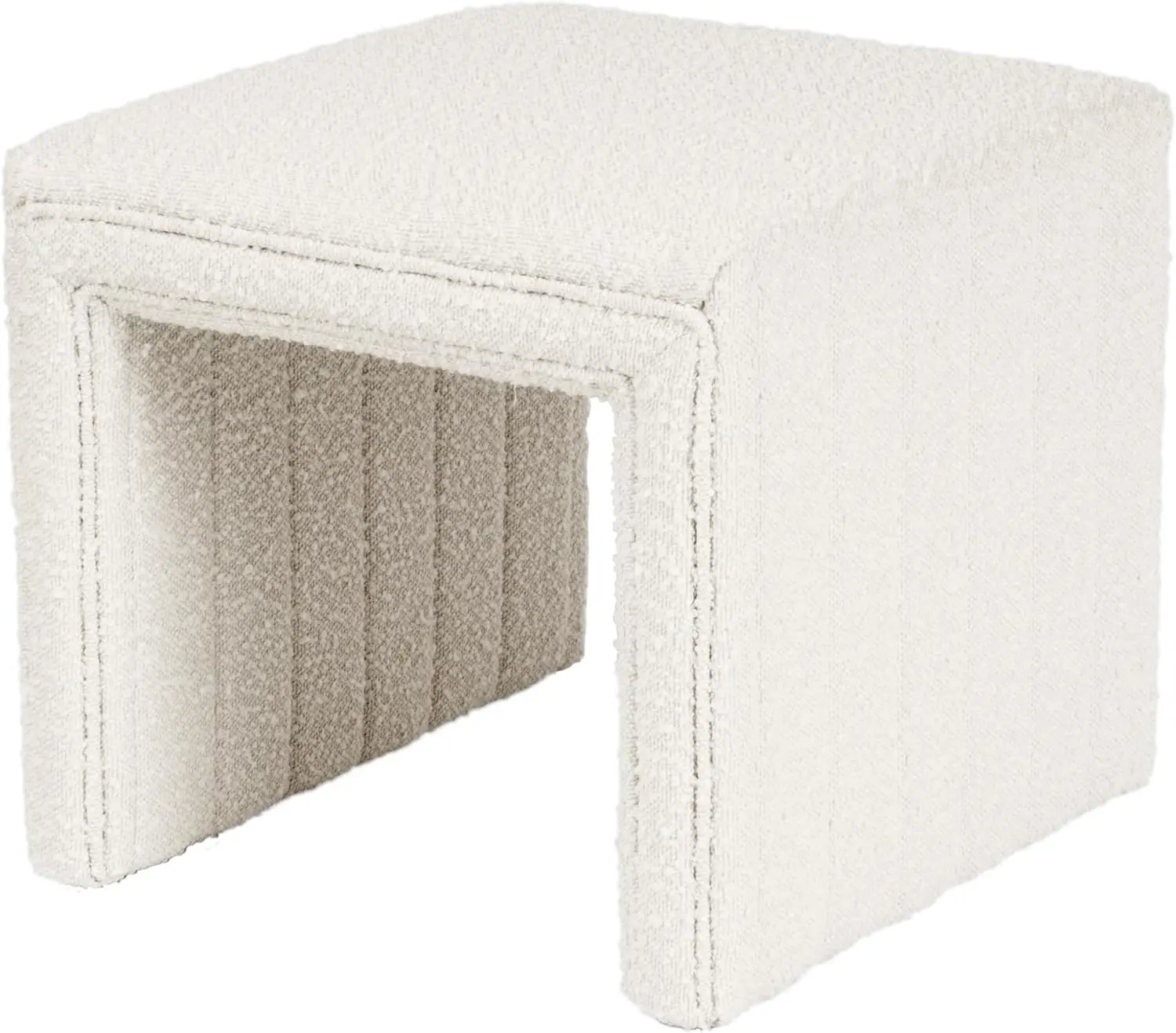 Banqueta otomana moderna tufada creme para sala de estar e quarto - tecido boucle, 18,5x18,5x16,5 polegadas