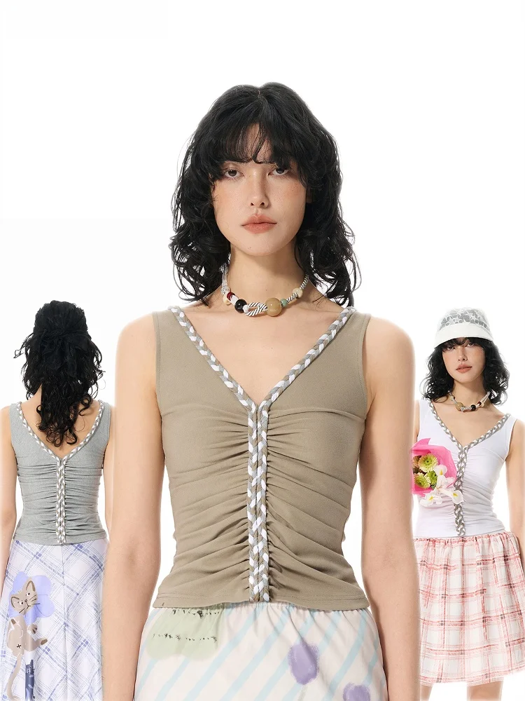 

Y Part Silk Qui Cool Tee Color Handmade Braided Vest Double Sided Wear Original Design Slim Fit Lenzing Lyocell Vest