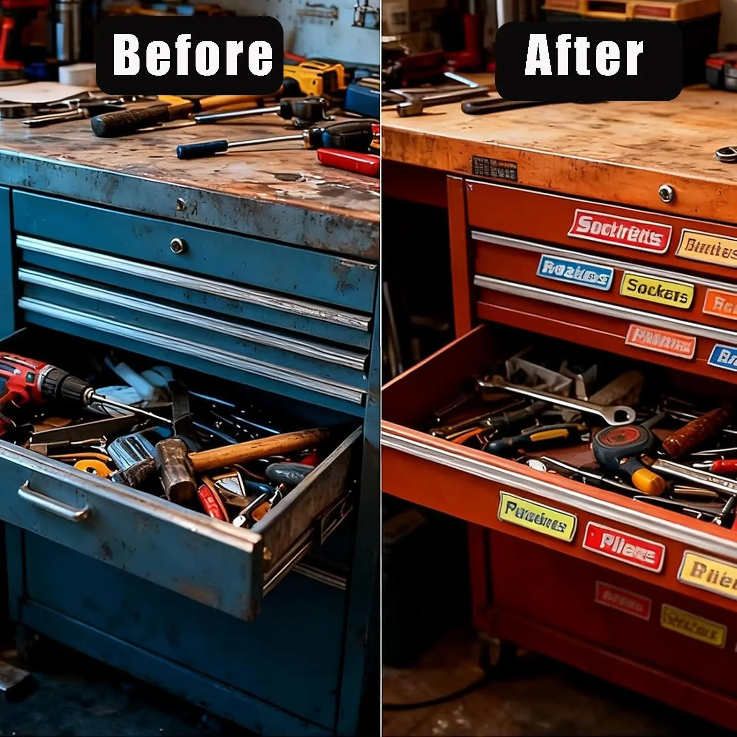 Magnetic Tool Box Labels,Upgrade High Magnetic Toolbox Labels,Magnetics Toolbox Label for Tool Organization, for Mechanics Diyer