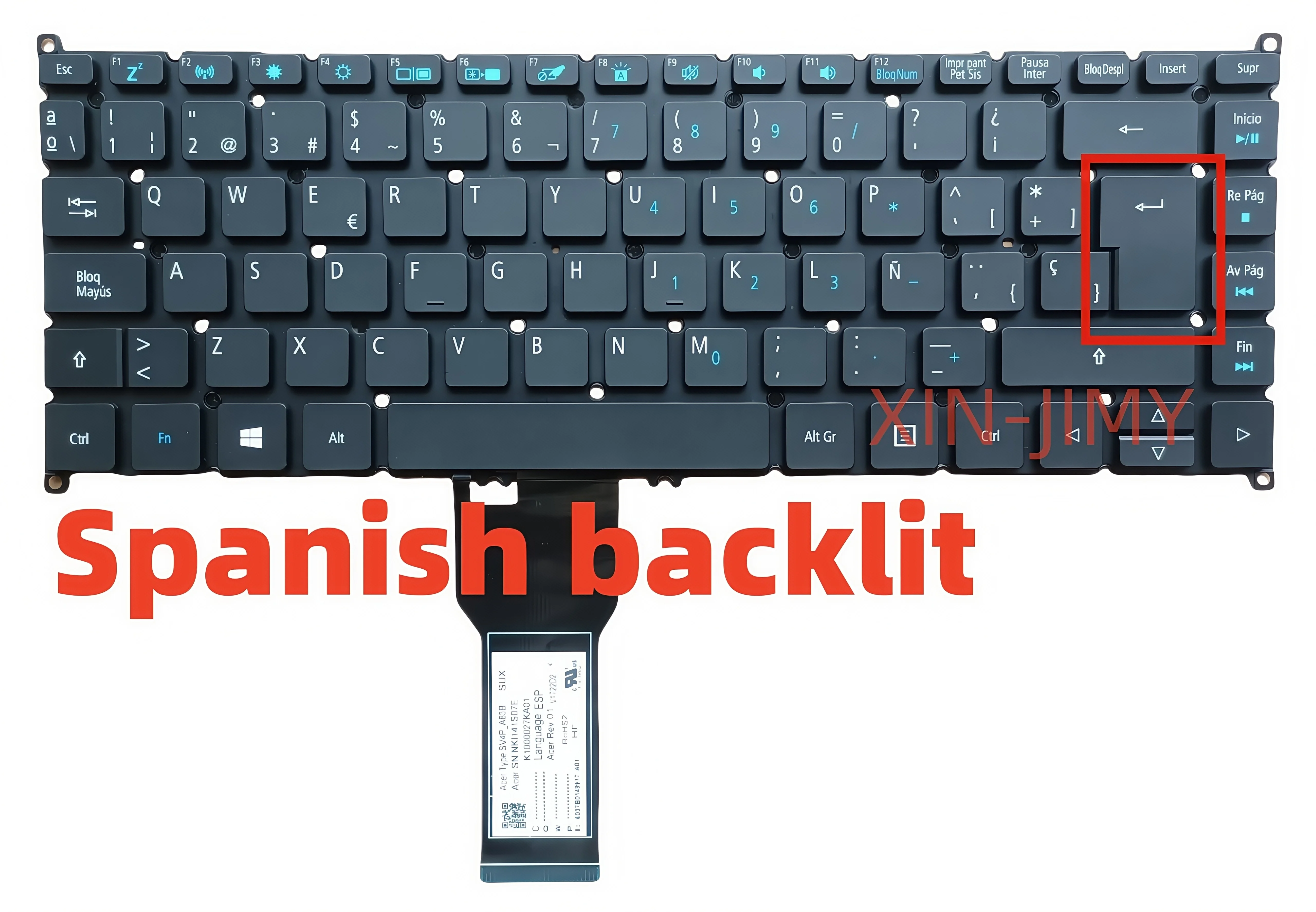 

Spanish Laptop keyboard For Acer X3310 X3410 X313 TMX40-51 X314-51X40-53 X40-53G V1722D2-SP With backlit