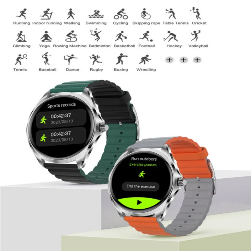 AI صوت الهاتف ساعة ذكية رجل إمرأة معدل ضربات القلب الصحة مقاوم للماء Smartwatch التحكم بالموسيقى APP رسالة تذكير ساعات الطقس