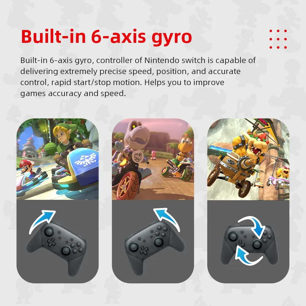 Dla kontrolera Nintend Switch Pro z funkcją NFC i budzenia Joystick bezprzewodowy 6-osiowy żyroskop HD wibracyjny gamepad Bluetooth