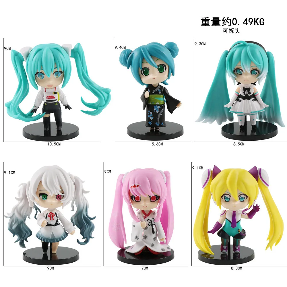 初音ミクアニメフィギュア,6点セット,カラフルなステージ,着物モデル人形1セット,ドールイレ,フランス人,シャイニー,アクションフィギュア