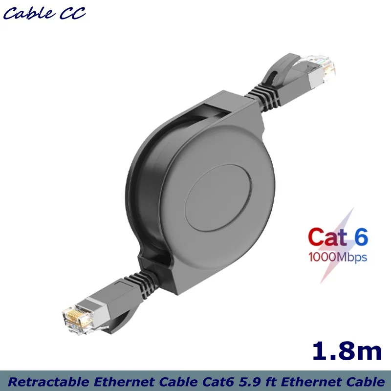 for Laptop Travel Retractable Ethernet Cable Cat6 5.9 ft Ethernet Cable Flat LAN Cable High Speed Outdoor Ethernet Patch Cord