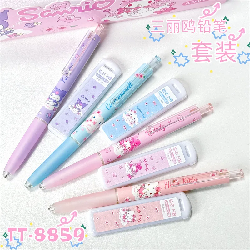 4-24pcs Sanrio Hello Kitty Sakura Series 0.5mm Mechanical Pencil Stationery High Face Value Automatic Pencil Wholesale